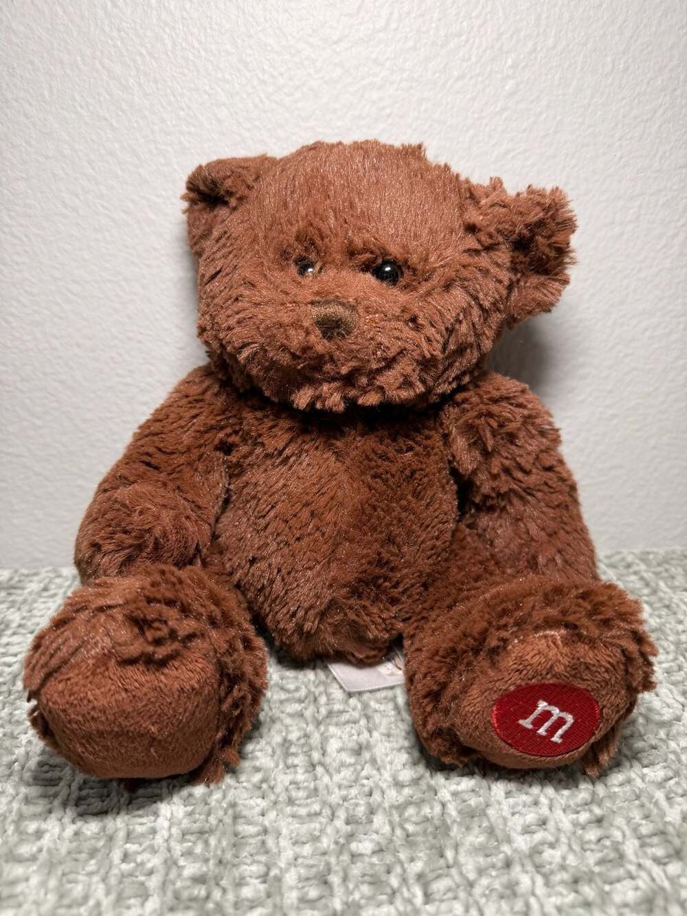 M&M'S World Brown Shaggy Plush Teddy Bear with Embroidered M Foot Logo